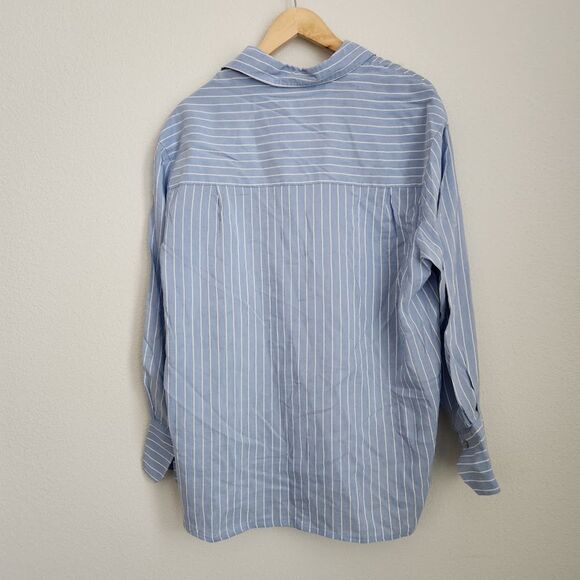 Vince Blue Striped Button-Down Shirt | Size L - Picture 6 of 10